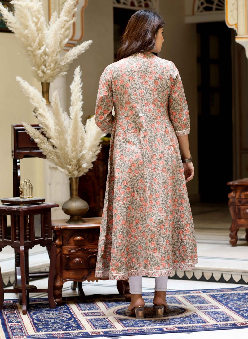 Miravan Floral Printed Anarkali Kurta for Women - Image 4